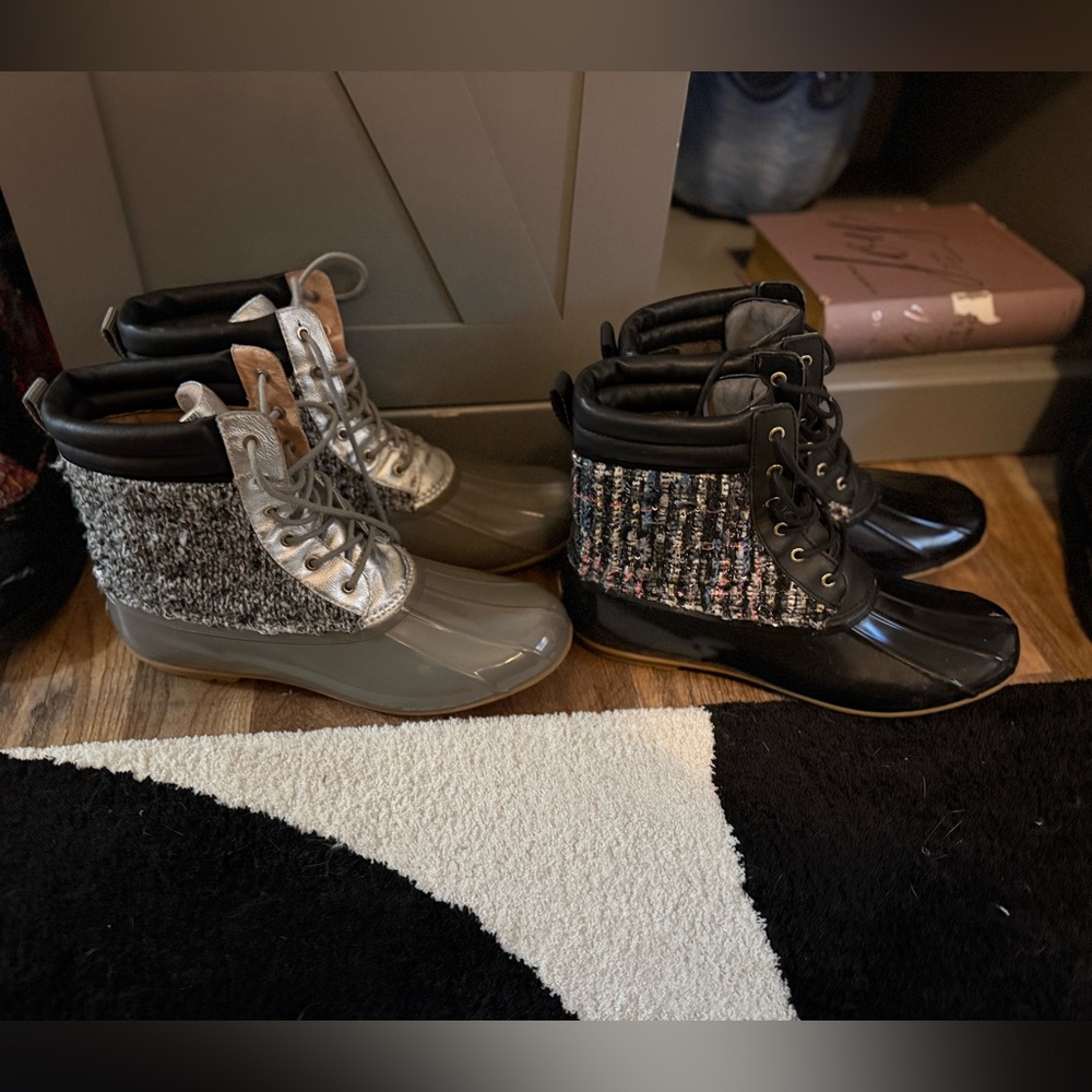 Sam Edelman boot bundle Black & Grey pairs of  Lace-Up Boots with Floral Pattern - Picture 5 of 6